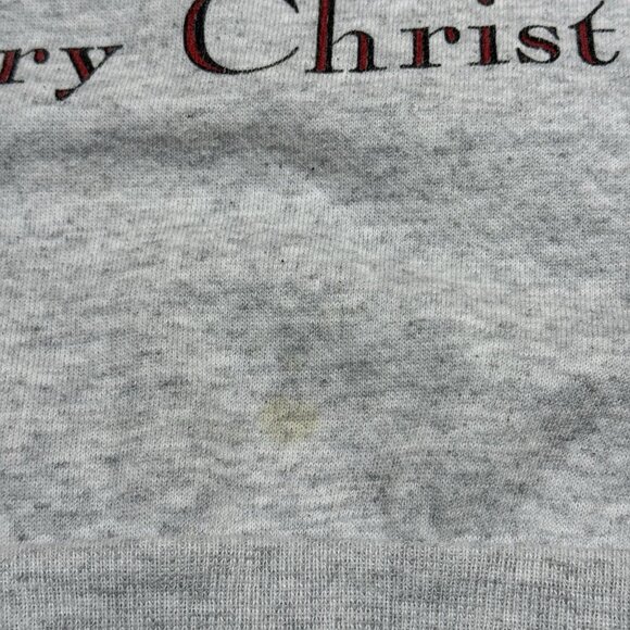 ✅VTG Mickey Minnie Mouse Pluto Goofy Donald Daffy Christmas Sweatshirt M *STAIN - Picture 6 of 13